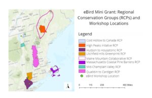 Map of eBird mini-grant recipients in the Northeast